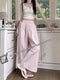 WANWAN Plain Wide Leg Cotton Trousers